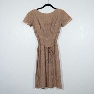 Vintage Relich Original Brown A-Line‎ Lace Dress Size XS